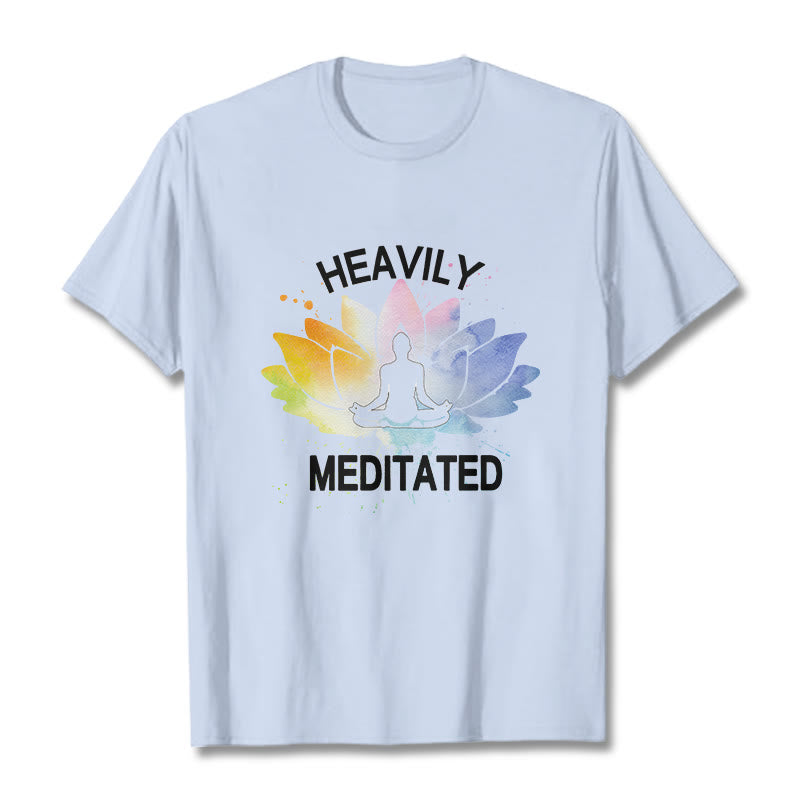 Buddha Stones Colorful Lotus Flower Meditation Figure Pattern Cotton Tee T-shirt - LightCyan - 2XL - image 18
