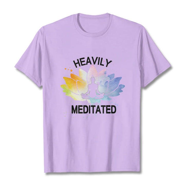 Buddha Stones Colorful Lotus Flower Meditation Figure Pattern Cotton Tee T-shirt - Plum - 2XL - image 16