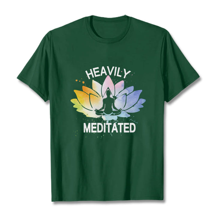 Buddha Stones Colorful Lotus Flower Meditation Figure Pattern Cotton Tee T-shirt - ForestGreen - 2XL - image 10