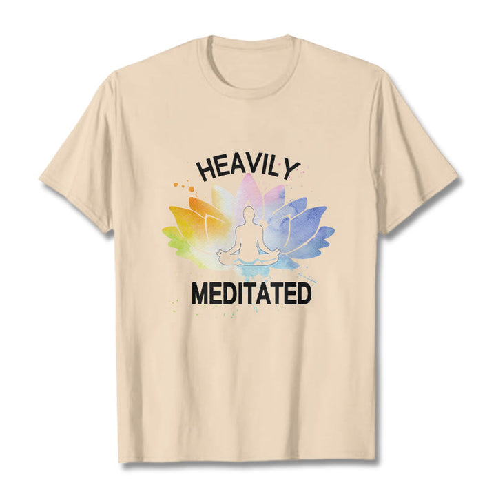 Buddha Stones Colorful Lotus Flower Meditation Figure Pattern Cotton Tee T-shirt - Bisque - 2XL - image 8