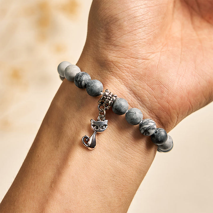Buddha Stones "Wishing Love and Safety for Your Cat" Grey Tabby Bracelet Includes Gift Message Card - image 9