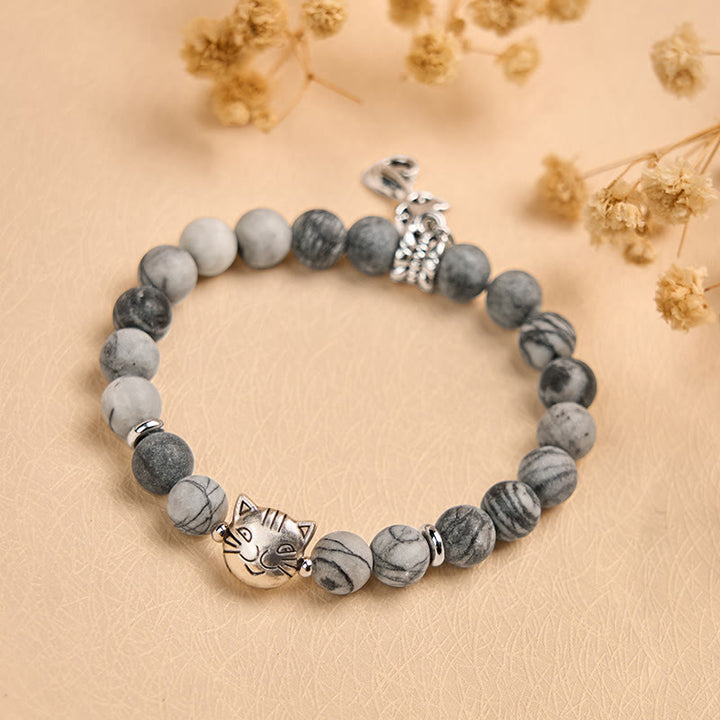 Buddha Stones "Wishing Love and Safety for Your Cat" Grey Tabby Bracelet Includes Gift Message Card - image 8