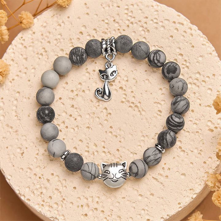 Buddha Stones "Wishing Love and Safety for Your Cat" Grey Tabby Bracelet Includes Gift Message Card - image 3