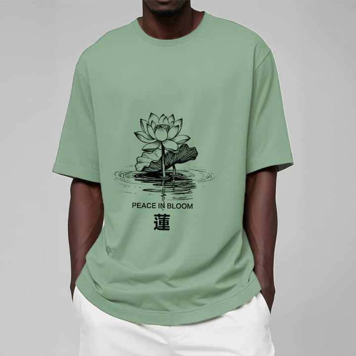Buddha Stones Lotus Flower Lotus Leaf Ripple Pattern Tee Cotton T-shirt - image 15
