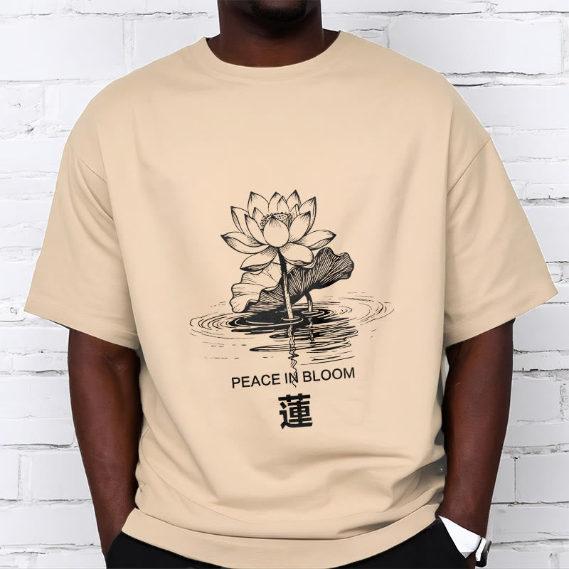 Buddha Stones Lotus Flower Lotus Leaf Ripple Pattern Tee Cotton T-shirt - image 9