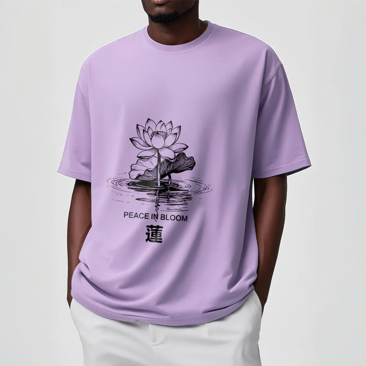 Buddha Stones Lotus Flower Lotus Leaf Ripple Pattern Tee Cotton T-shirt - image 17