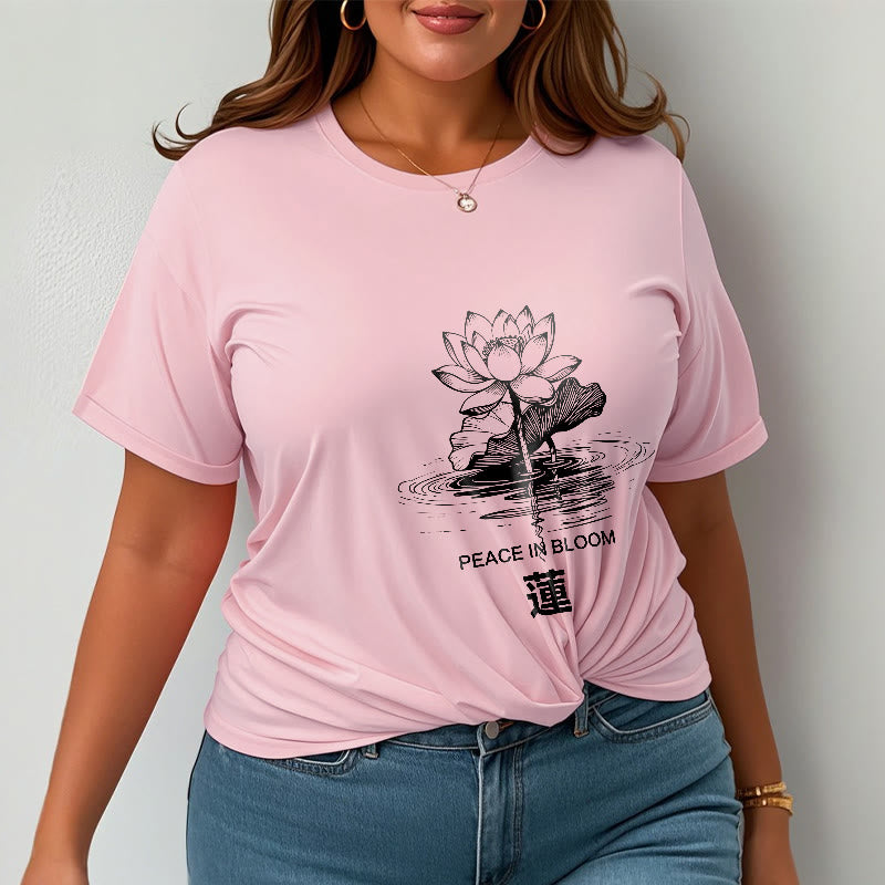 Buddha Stones Lotus Flower Lotus Leaf Ripple Pattern Tee Cotton T-shirt - image 13