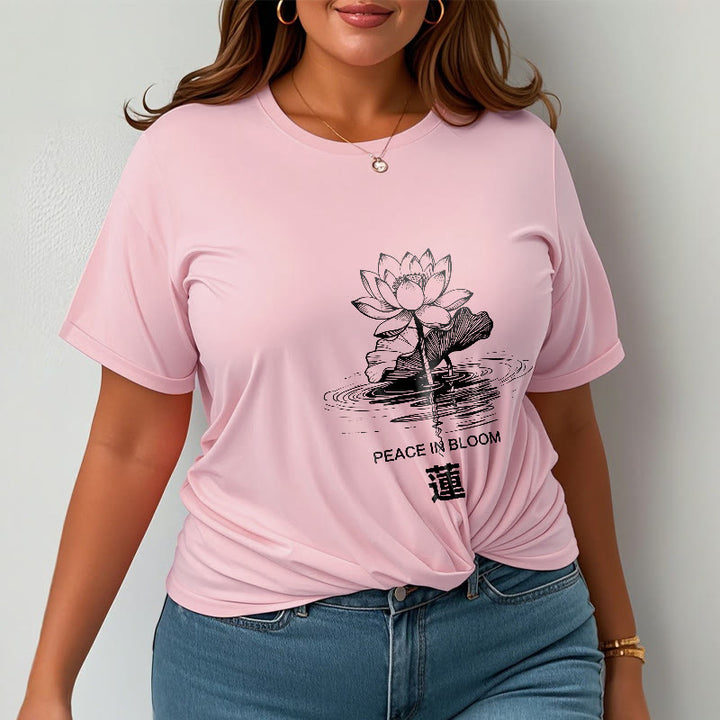 Buddha Stones Lotus Flower Lotus Leaf Ripple Pattern Tee Cotton T-shirt - image 13