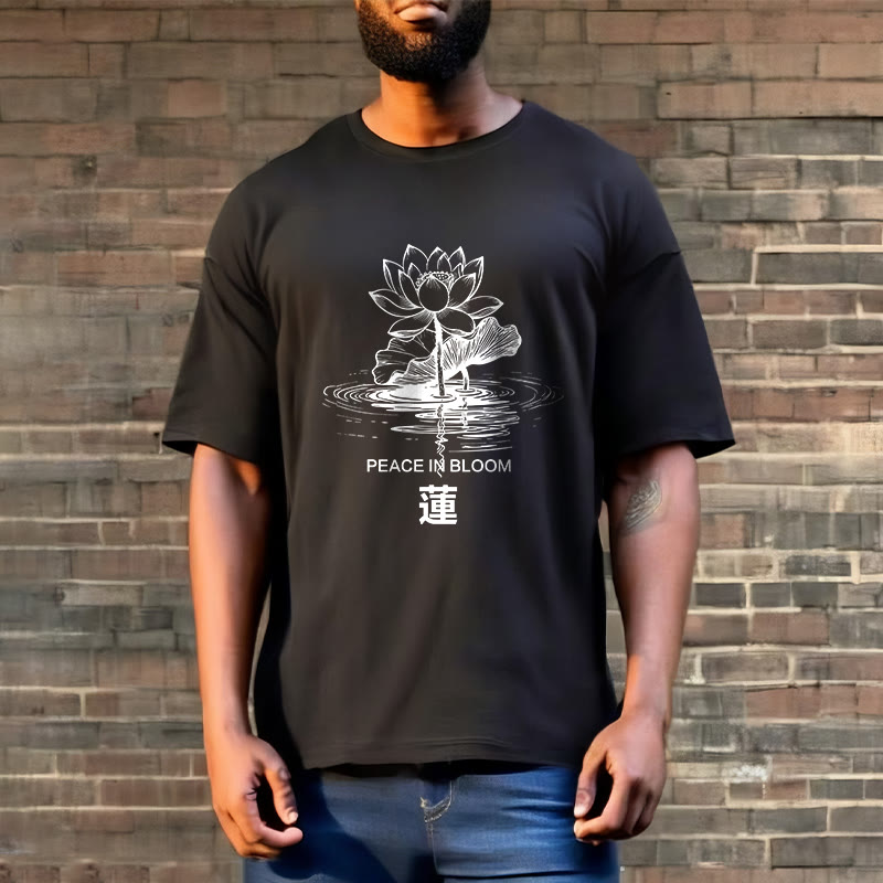 Buddha Stones Lotus Flower Lotus Leaf Ripple Pattern Tee Cotton T-shirt - image 2