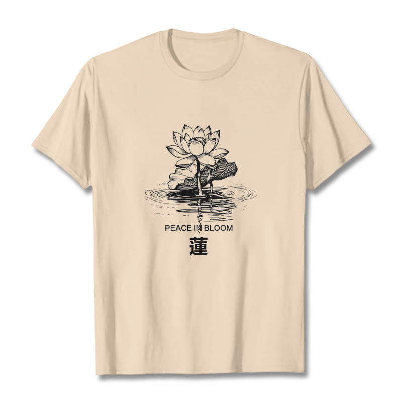 Buddha Stones Lotus Flower Lotus Leaf Ripple Pattern Tee Cotton T-shirt - Bisque - 2XL - image 8
