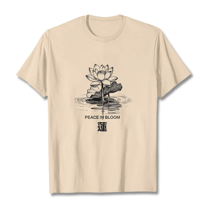 Buddha Stones Lotus Flower Lotus Leaf Ripple Pattern Tee Cotton T-shirt - Bisque - 2XL - image 8