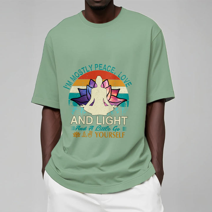 Buddha Stones Vivid Lotus Flower Meditator Sunset Pattern Tee Cotton T-shirt - image 15