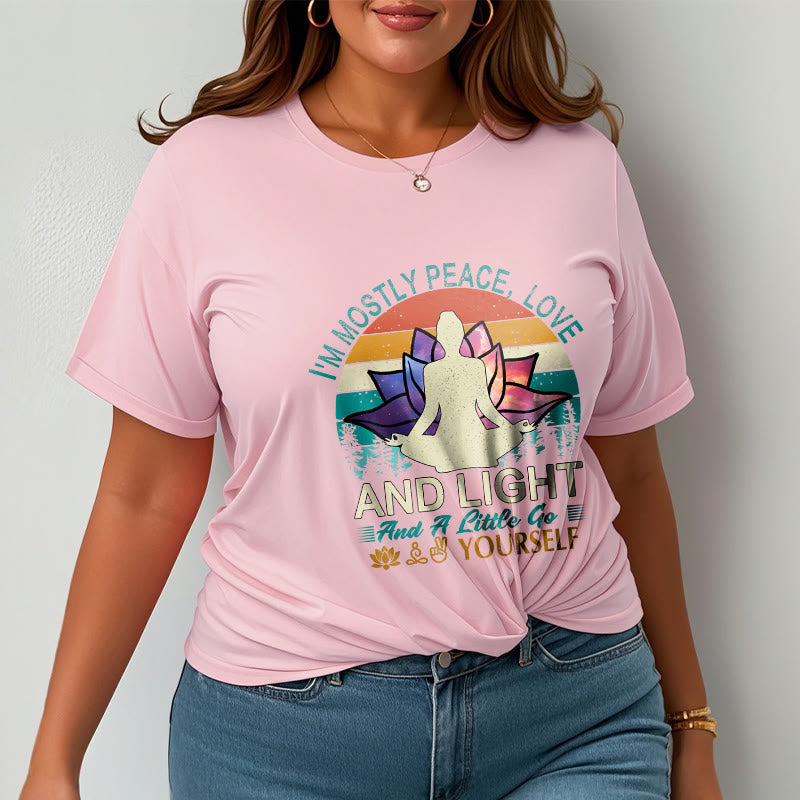 Buddha Stones Vivid Lotus Flower Meditator Sunset Pattern Tee Cotton T-shirt - image 13
