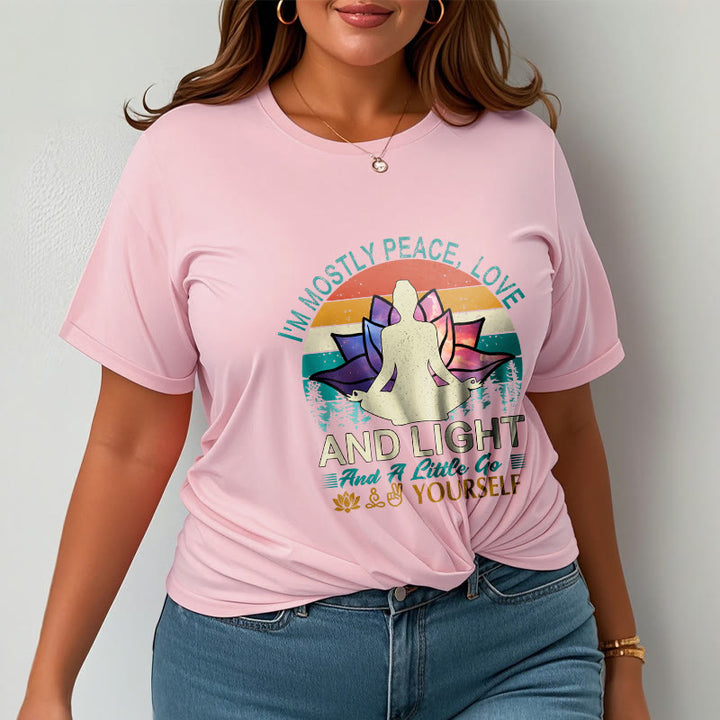 Buddha Stones Vivid Lotus Flower Meditator Sunset Pattern Tee Cotton T-shirt - image 13
