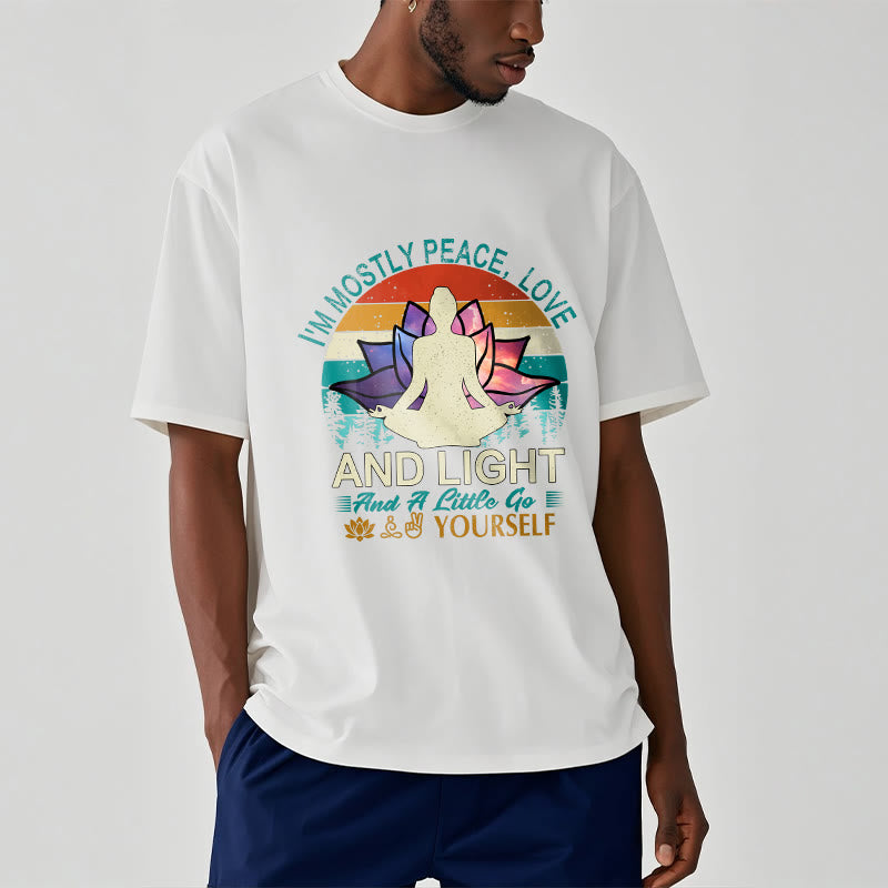 Buddha Stones Vivid Lotus Flower Meditator Sunset Pattern Tee Cotton T-shirt - image 6