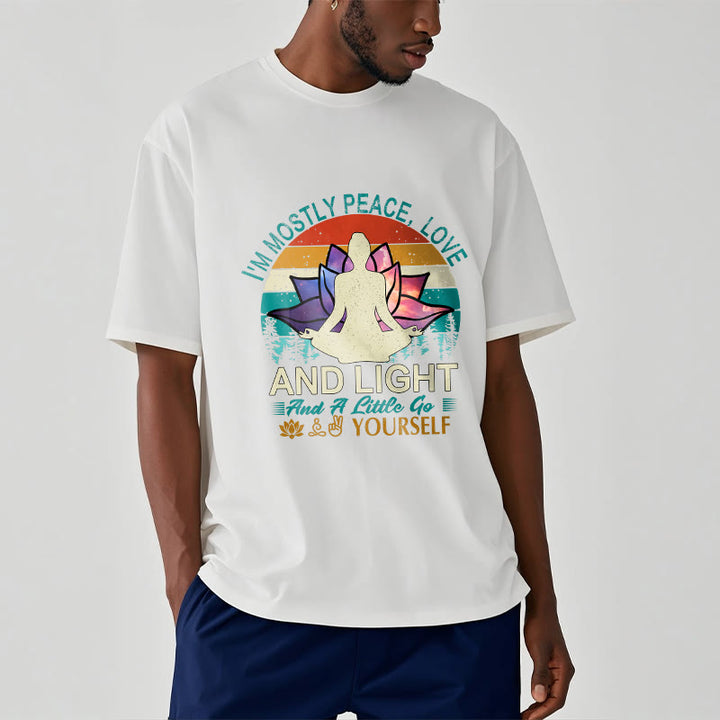 Buddha Stones Vivid Lotus Flower Meditator Sunset Pattern Tee Cotton T-shirt - image 6