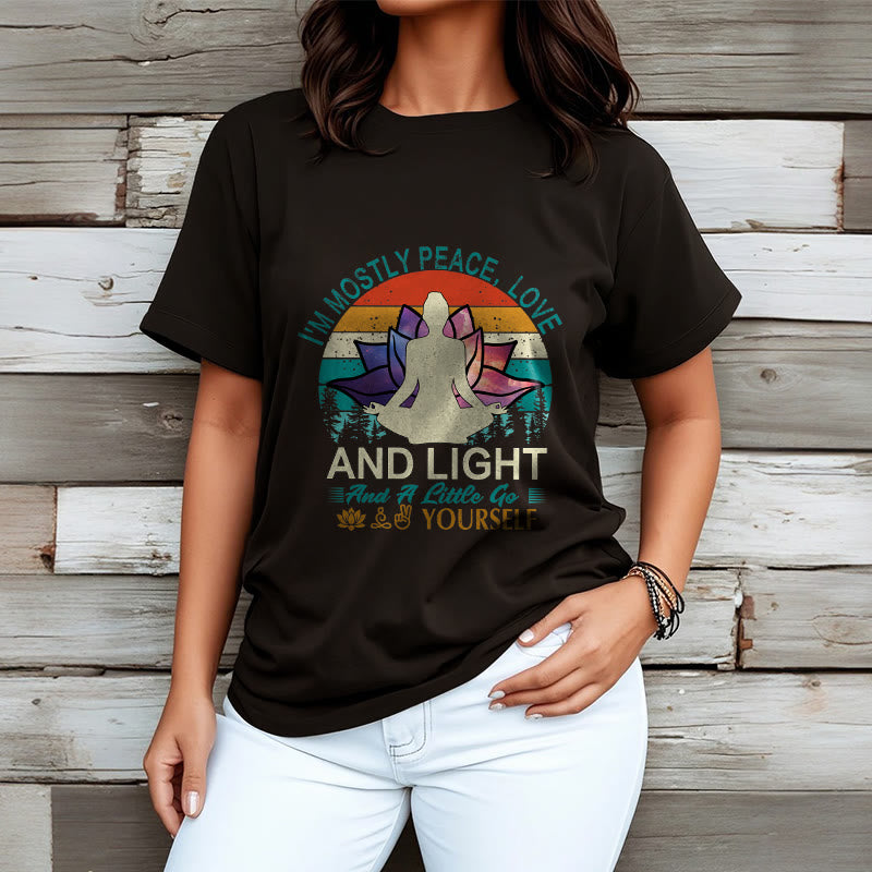 Buddha Stones Vivid Lotus Flower Meditator Sunset Pattern Tee Cotton T-shirt - image 3
