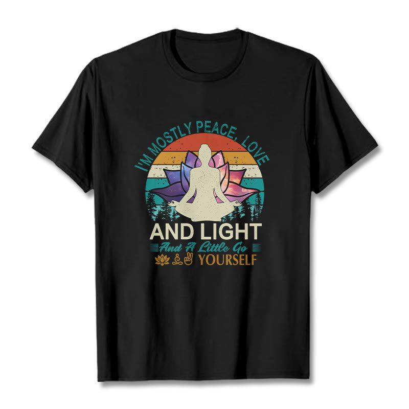 Buddha Stones Vivid Lotus Flower Meditator Sunset Pattern Tee Cotton T-shirt - Black - 2XL - image 0