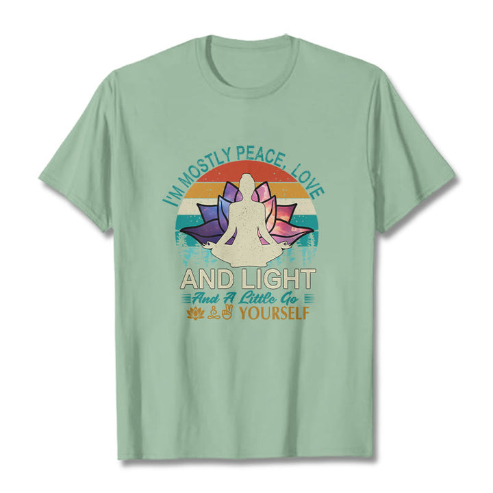 Buddha Stones Vivid Lotus Flower Meditator Sunset Pattern Tee Cotton T-shirt - PaleGreen - 2XL - image 14