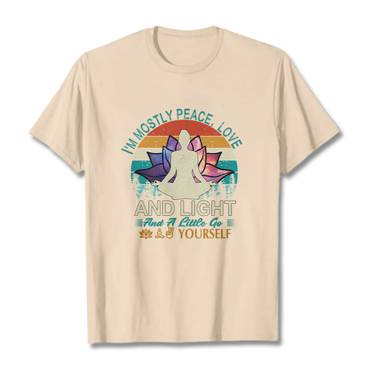 Buddha Stones Vivid Lotus Flower Meditator Sunset Pattern Tee Cotton T-shirt - Bisque - 2XL - image 8