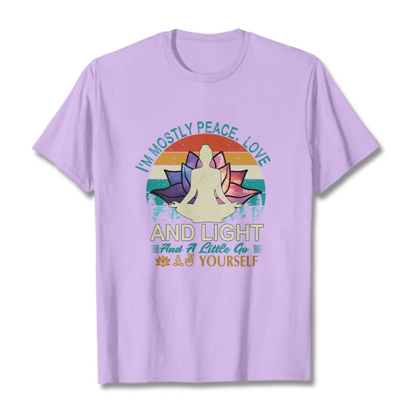 Buddha Stones Vivid Lotus Flower Meditator Sunset Pattern Tee Cotton T-shirt - Plum - 2XL - image 16