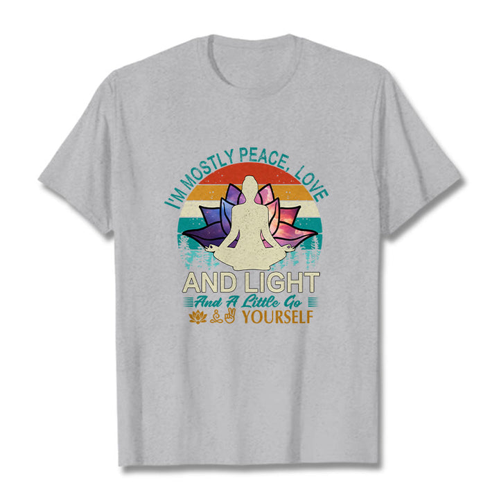 Buddha Stones Vivid Lotus Flower Meditator Sunset Pattern Tee Cotton T-shirt - LightGrey - 2XL - image 19