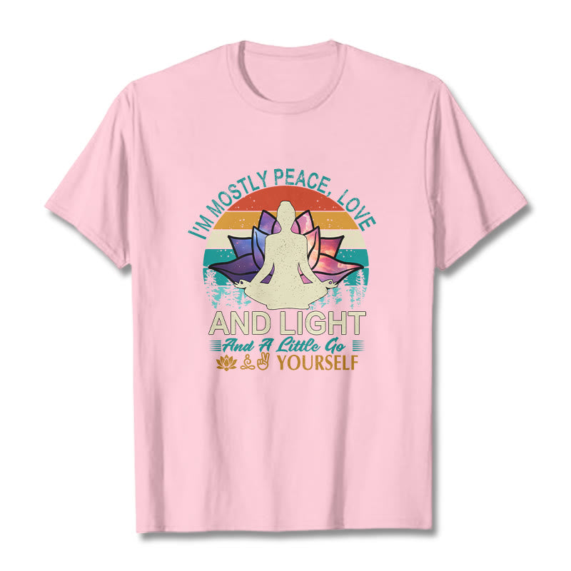 Buddha Stones Vivid Lotus Flower Meditator Sunset Pattern Tee Cotton T-shirt - LightPink - 2XL - image 12