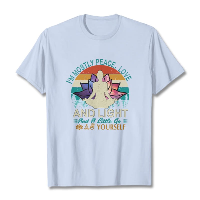 Buddha Stones Vivid Lotus Flower Meditator Sunset Pattern Tee Cotton T-shirt - LightCyan - 2XL - image 18