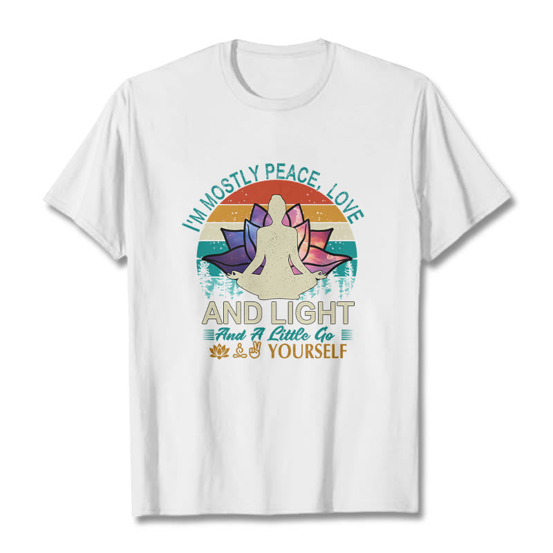 Buddha Stones Vivid Lotus Flower Meditator Sunset Pattern Tee Cotton T-shirt - White - 2XL - image 5