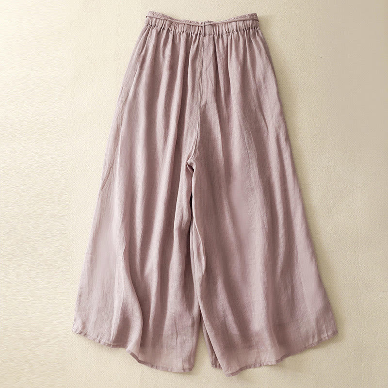 Buddha Stones Simple Design Drawstring Cotton Women's Wide Leg Pants With Pockets - image 9