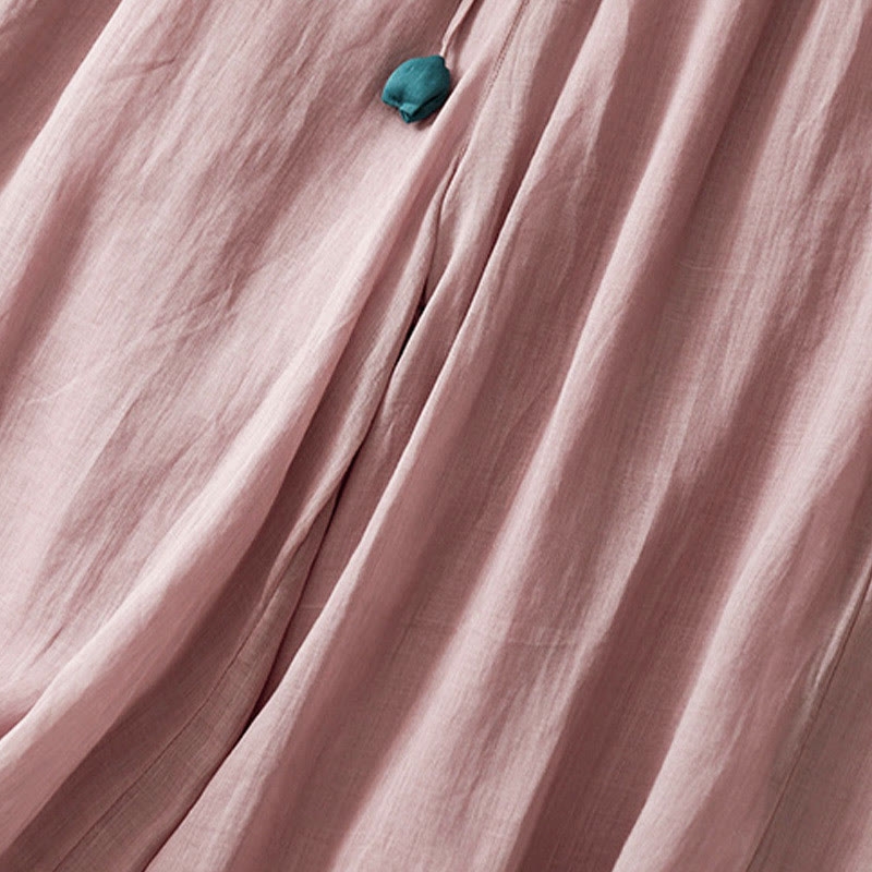 Buddha Stones Simple Design Drawstring Cotton Women's Wide Leg Pants With Pockets - image 13