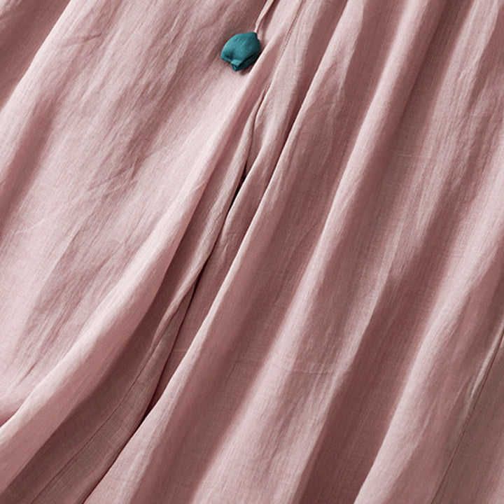 Buddha Stones Simple Design Drawstring Cotton Women's Wide Leg Pants With Pockets - image 13