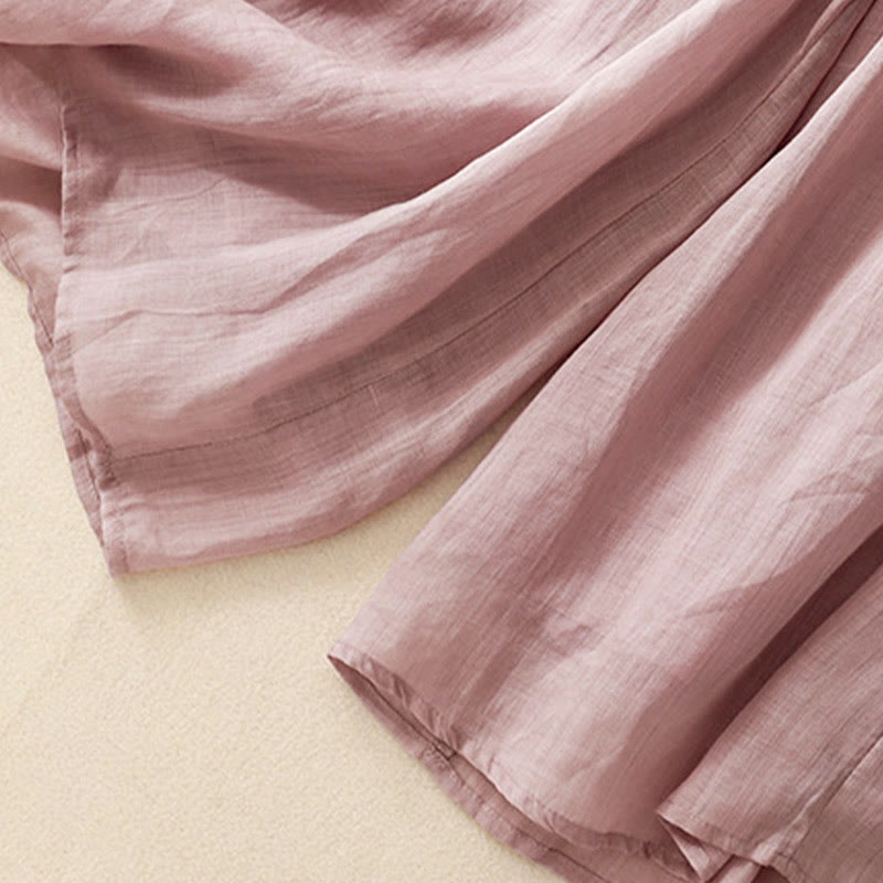 Buddha Stones Simple Design Drawstring Cotton Women's Wide Leg Pants With Pockets - image 14