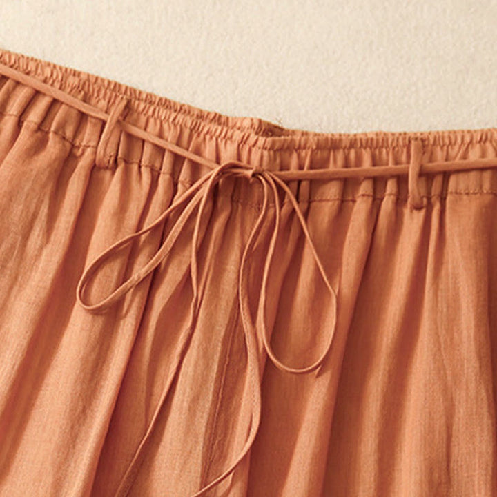 Buddha Stones Simple Design Drawstring Cotton Women's Wide Leg Pants With Pockets - image 23