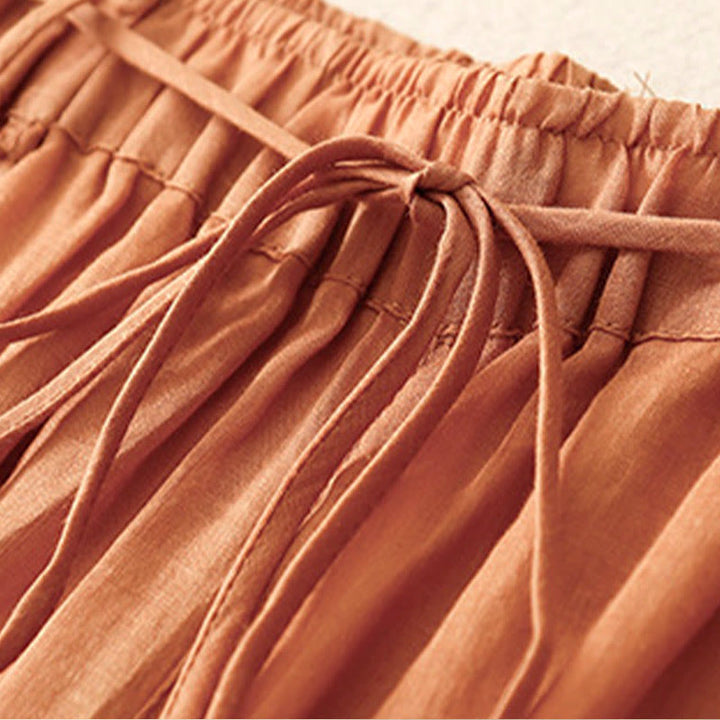 Buddha Stones Simple Design Drawstring Cotton Women's Wide Leg Pants With Pockets - image 26