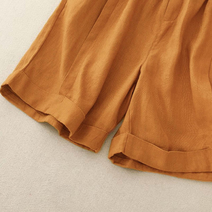 Buddha Stones Casual Solid Color Women's Cotton Shorts With Pockets - image 3