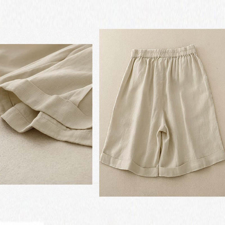 Buddha Stones Casual Solid Color Women's Cotton Shorts With Pockets - image 10