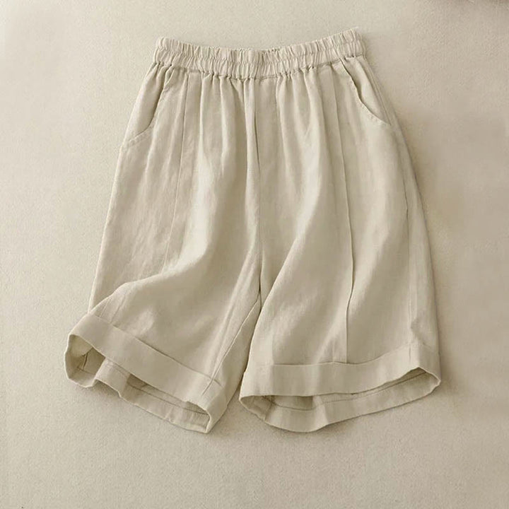 Buddha Stones Casual Solid Color Women's Cotton Shorts With Pockets - Linen - US12，UK/AU16，EU44 (4XL) - image 6