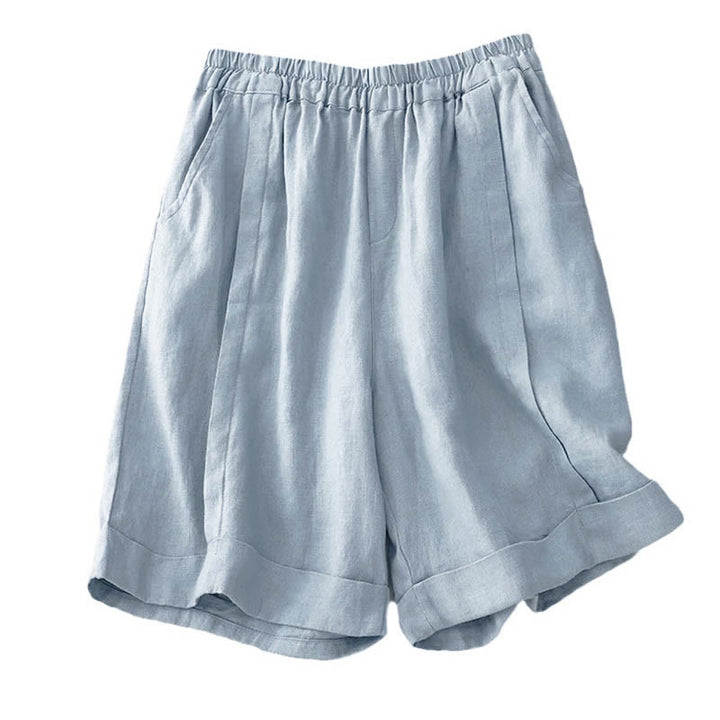Buddha Stones Casual Solid Color Women's Cotton Shorts With Pockets - image 24