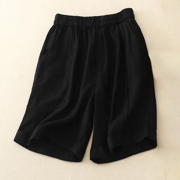 Buddha Stones Casual Solid Color Women's Cotton Shorts With Pockets - Black - US12，UK/AU16，EU44 (4XL) - image 25