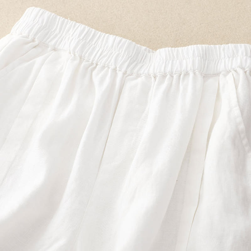 Buddha Stones Casual Solid Color Women's Cotton Shorts With Pockets - image 35