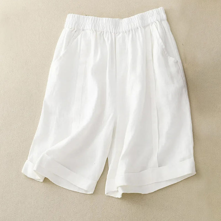 Buddha Stones Casual Solid Color Women's Cotton Shorts With Pockets - White - US12，UK/AU16，EU44 (4XL) - image 30