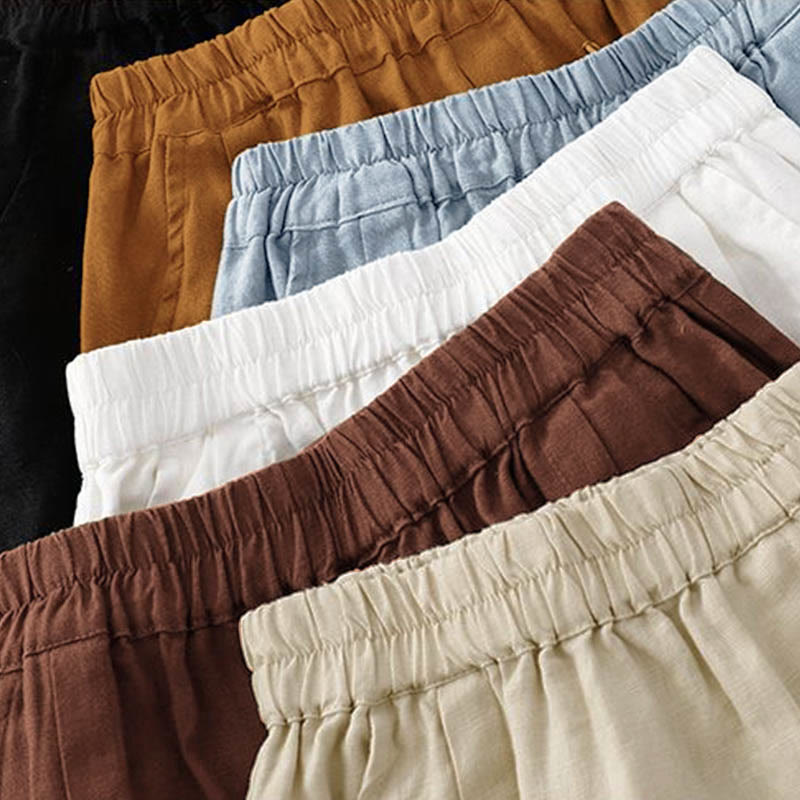 Buddha Stones Casual Solid Color Women's Cotton Shorts With Pockets - image 37
