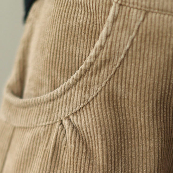 Buddha Stones Casual Buttons Leg Opening Design Women's Corduroy Pants With Pockets - image 6