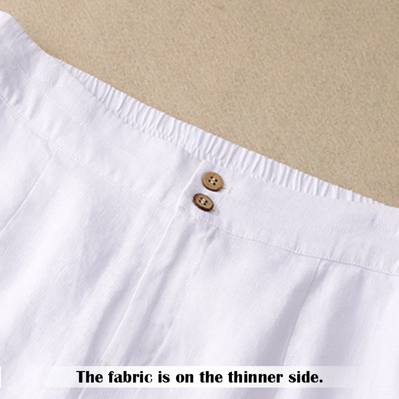 Buddha Stones Summer Casual Simple Zipper Design Linen Women's Wide Leg Pants With Pockets - image 6