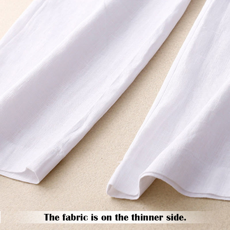Buddha Stones Summer Casual Simple Design Linen Women's Wide Leg Pants With Zipper Pockets - image 9