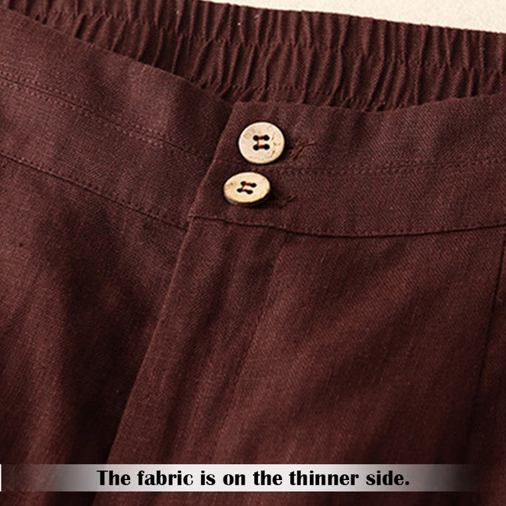 Buddha Stones Summer Casual Simple Design Linen Women's Wide Leg Pants With Zipper Pockets - image 27