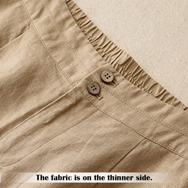 Buddha Stones Summer Casual Simple Zipper Design Linen Women's Wide Leg Pants With Pockets - image 38