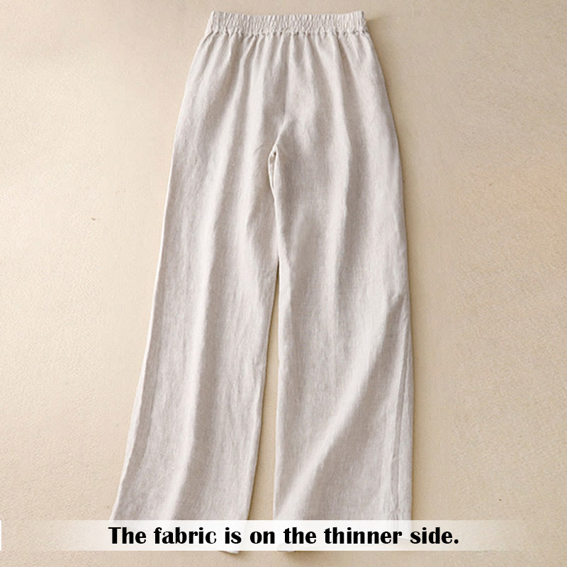 Buddha Stones Summer Casual Simple Zipper Design Linen Women's Wide Leg Pants With Pockets - image 11
