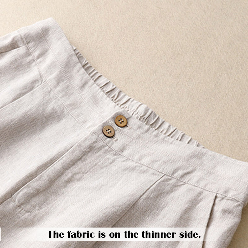 Buddha Stones Summer Casual Simple Zipper Design Linen Women's Wide Leg Pants With Pockets - image 12